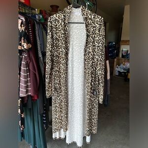 Casual Long Open Front Drape Lightweight Duster High Low Hem cheetah print